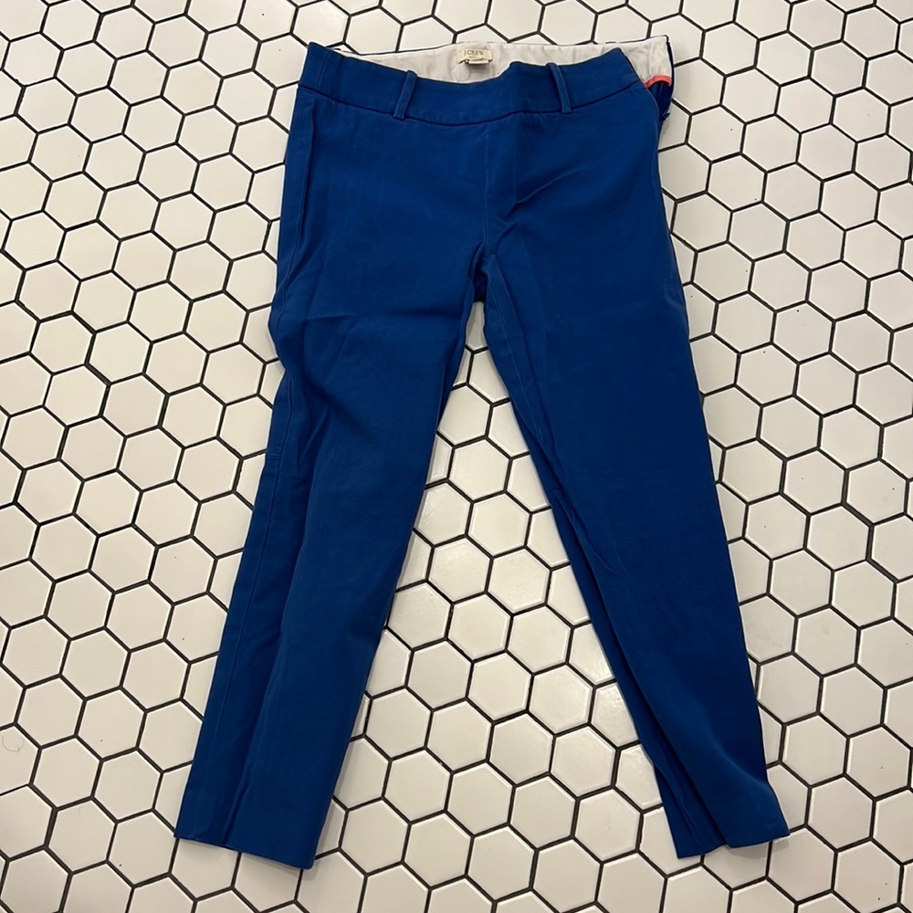 Blue J.Crew stretch petite pants with side zipper. work pant skinny size 2
